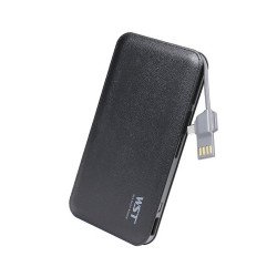 Universal 8000 mah Portable Power Bank Charger with Built In Cable (Black)